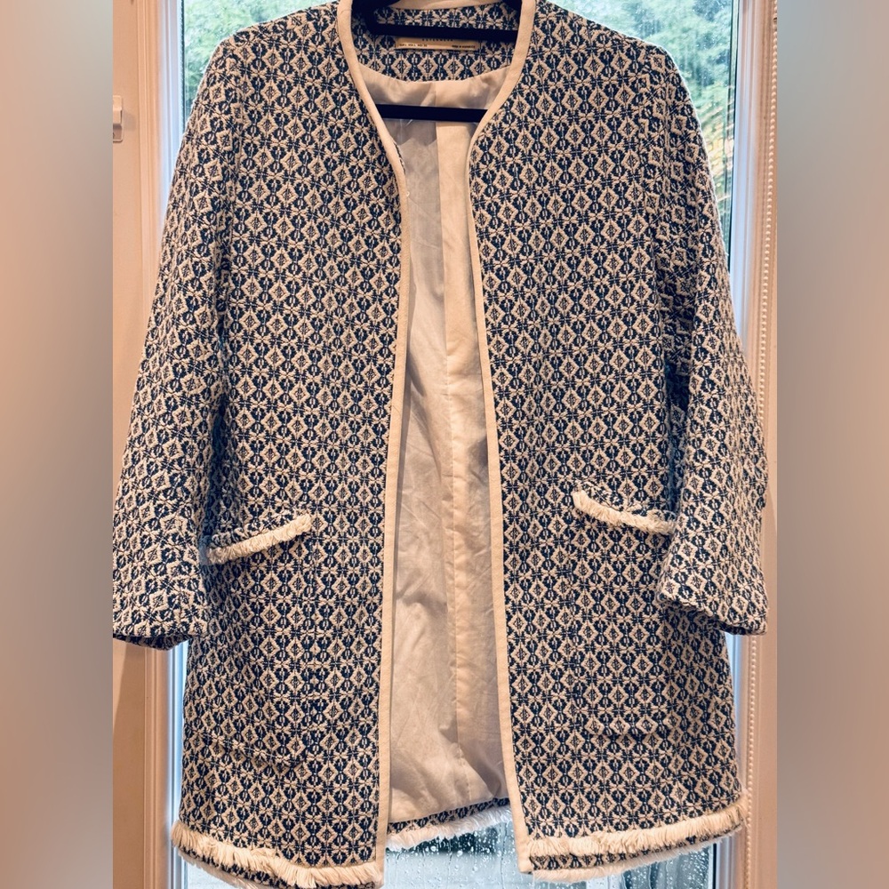 Zara blue and white blazer